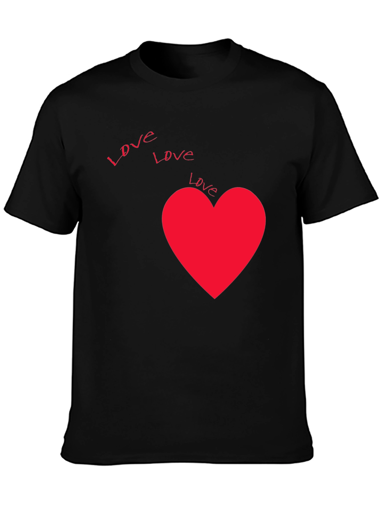 Love Heart Graphic Tee - Black Casual T-Shirt