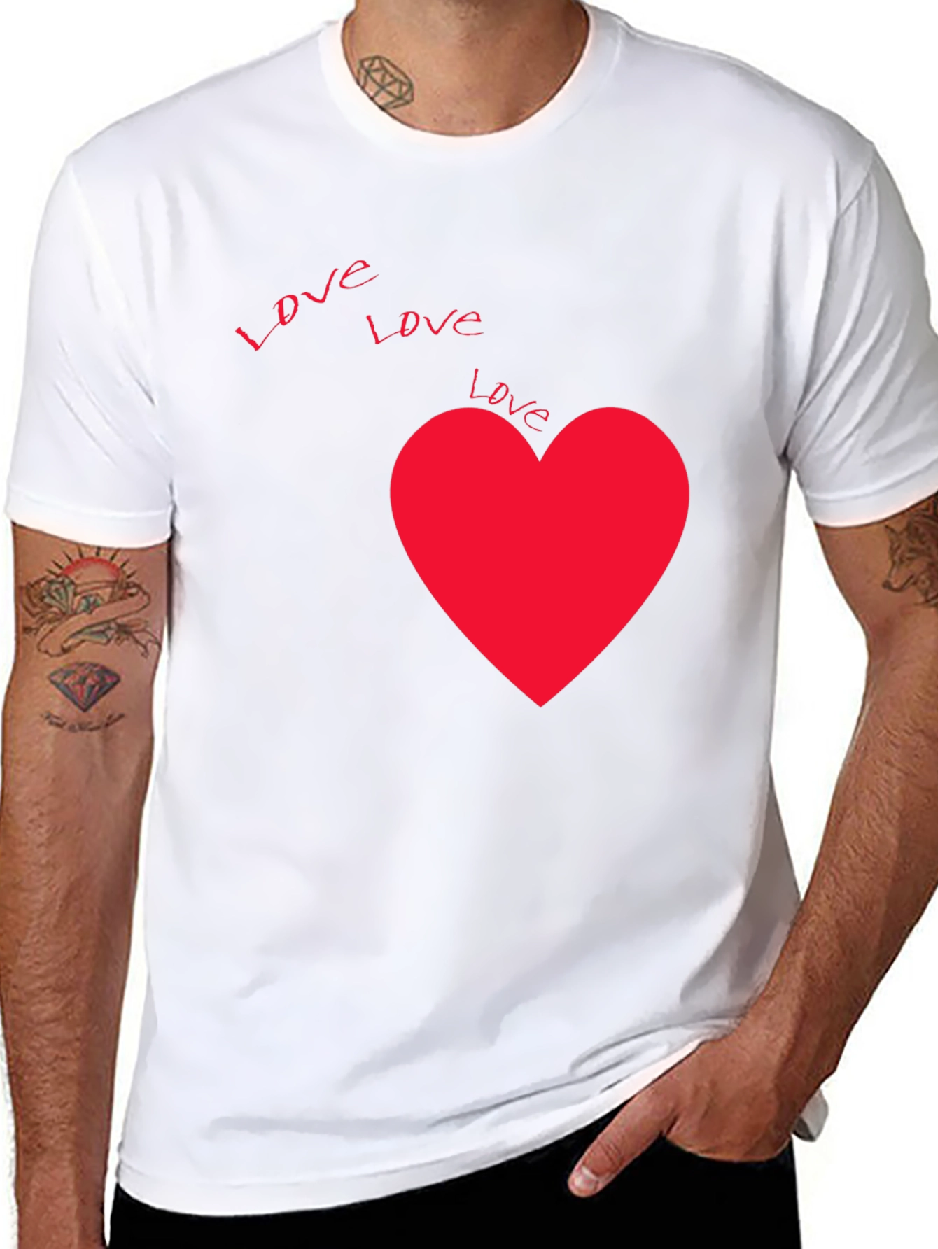 Love Heart Graphic Tee - Black Casual T-Shirt