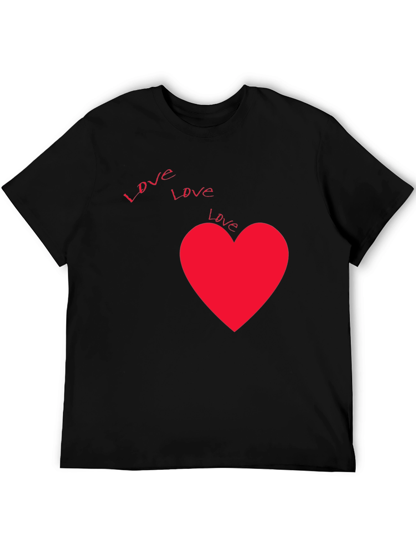 Love Heart Graphic Tee - Black Casual T-Shirt