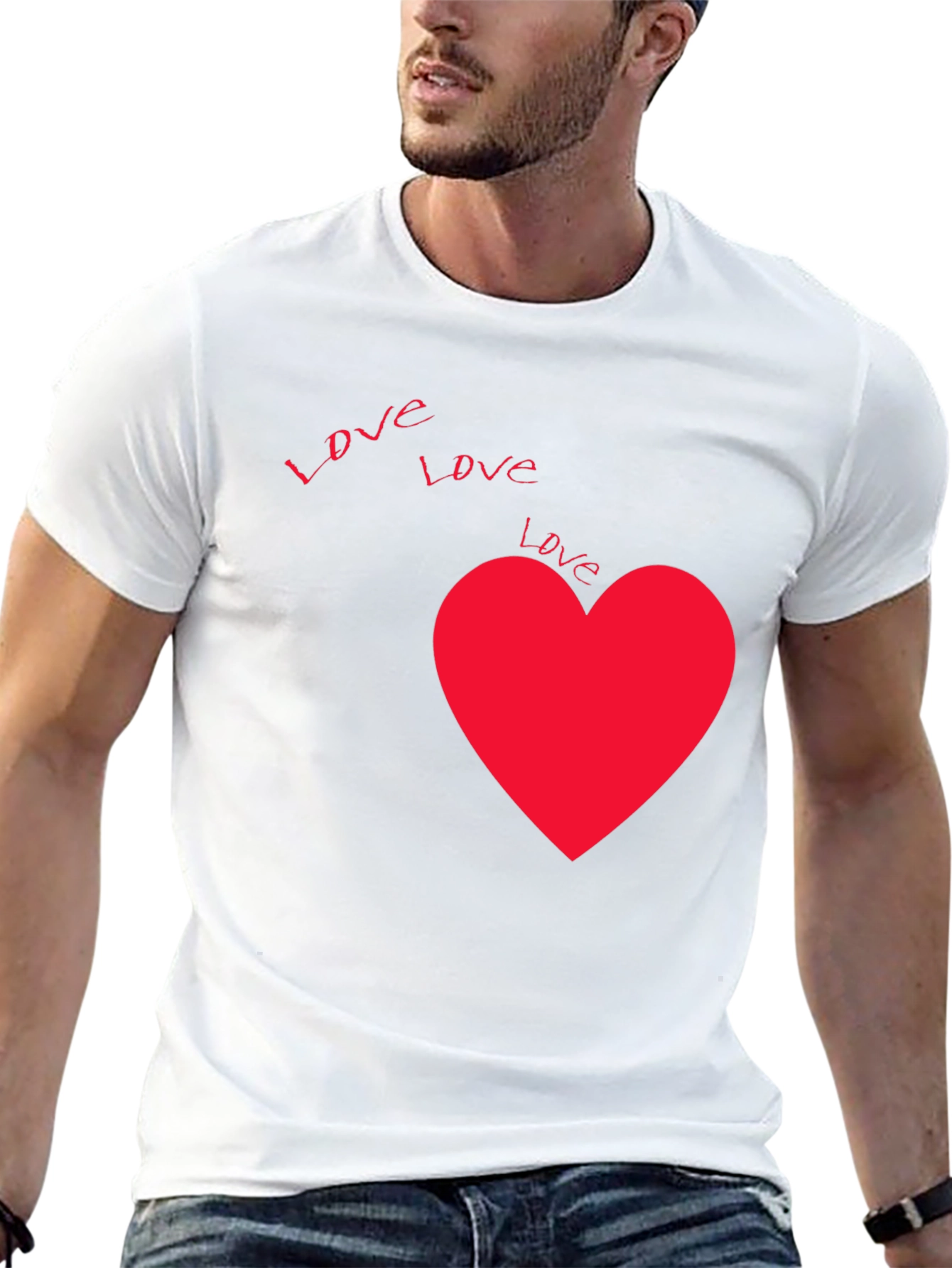 Love Heart Graphic Tee - Black Casual T-Shirt