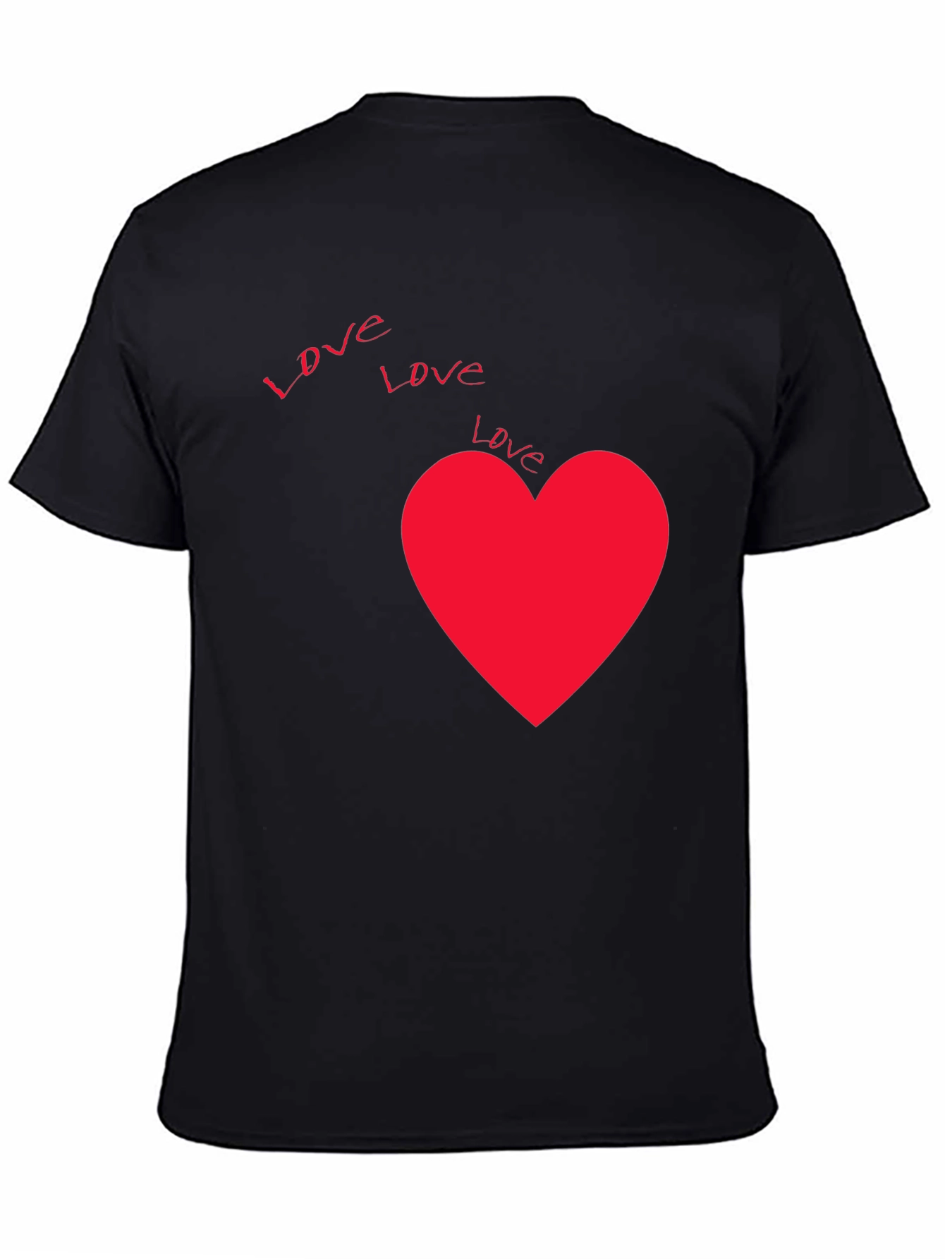 Love Heart Graphic Tee - Black Casual T-Shirt