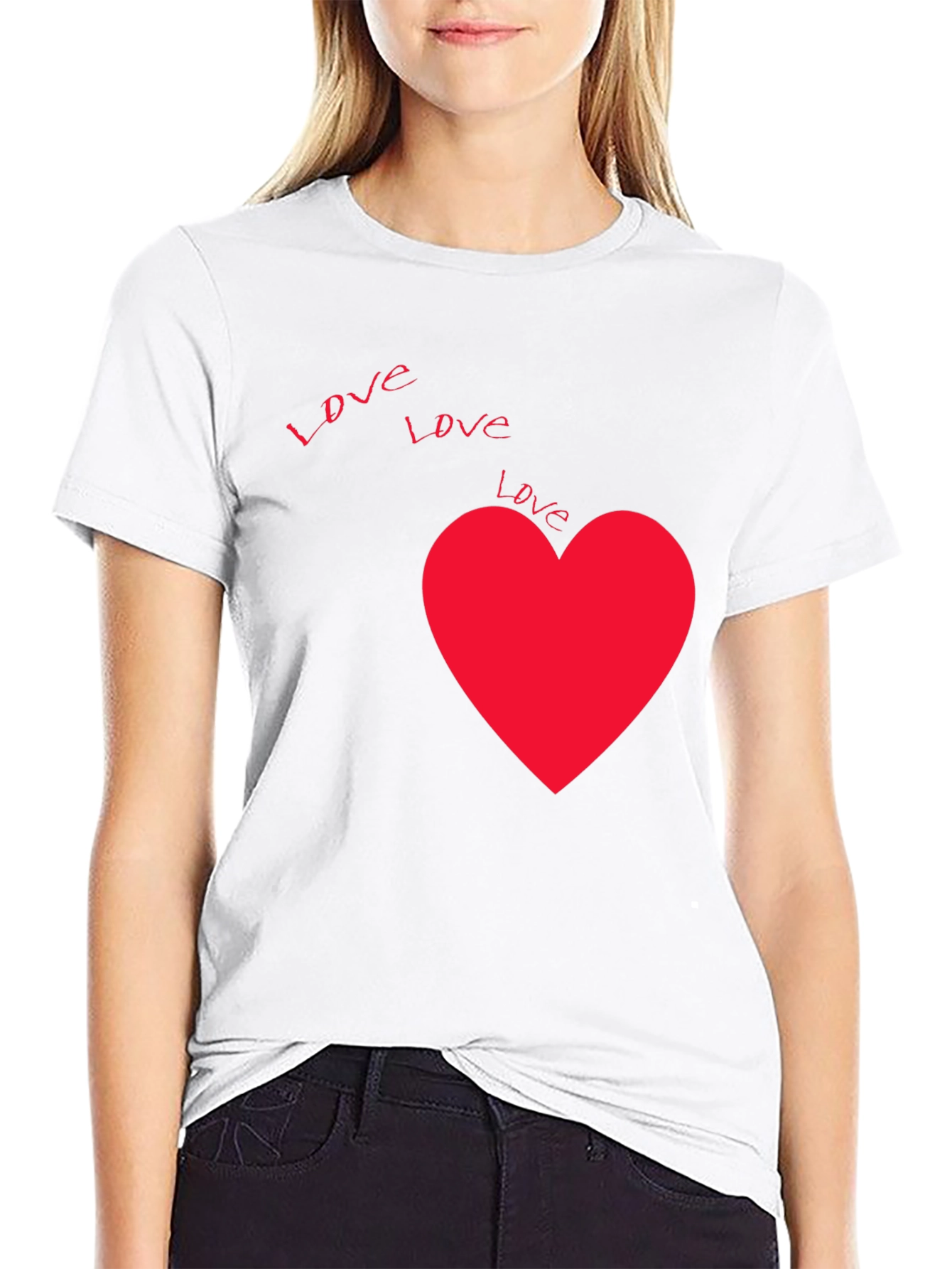 Love Heart Graphic Tee - Black Casual T-Shirt