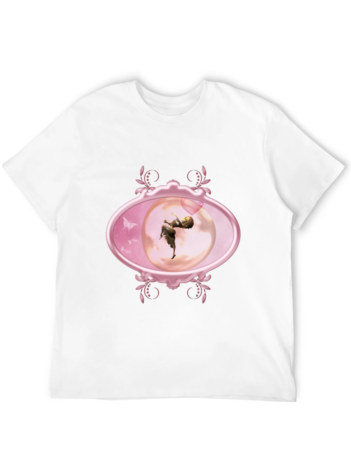 Fairy Oval Framed Graphic Tee - Black Cotton Blend