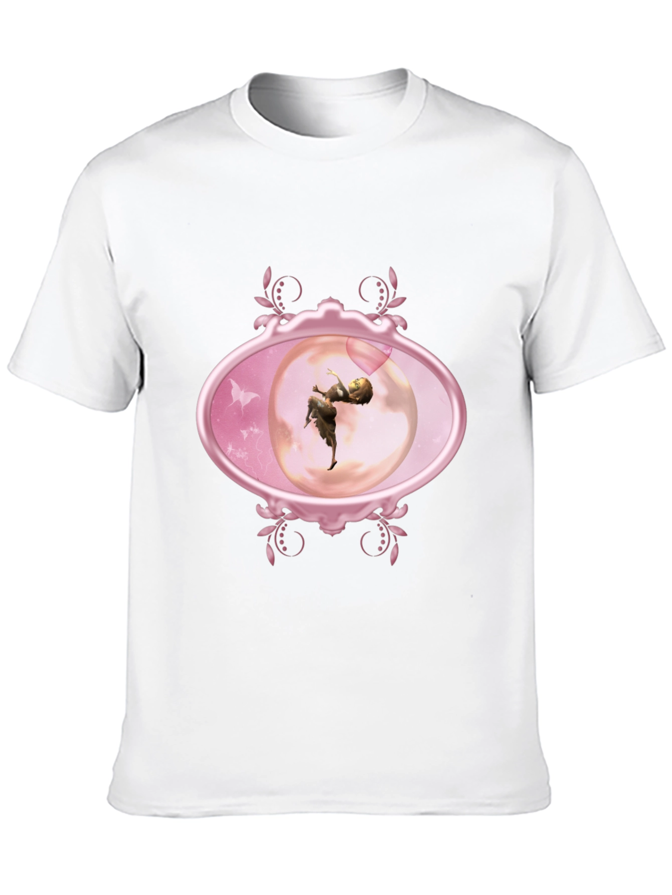 Fairy Oval Framed Graphic Tee - Black Cotton Blend