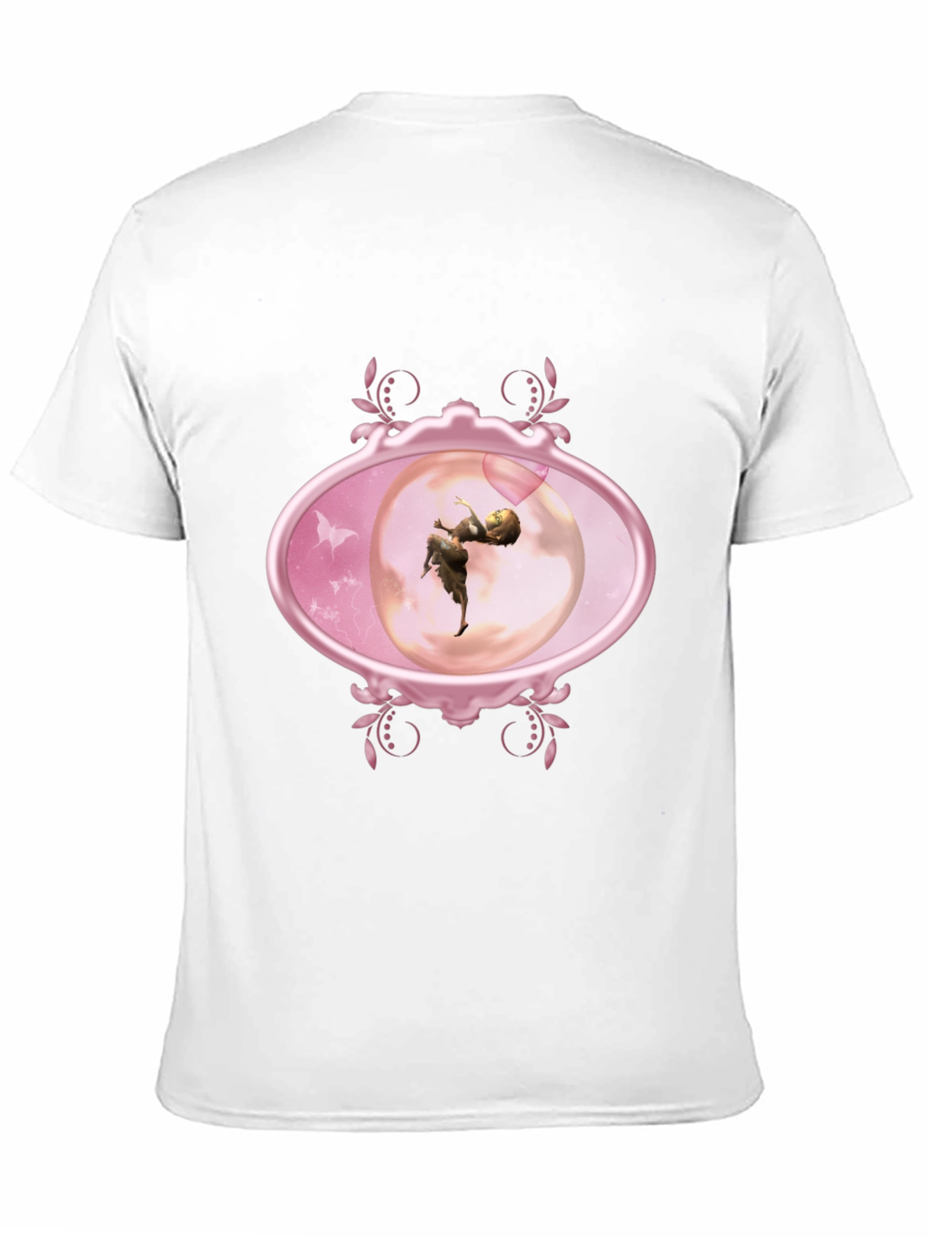Fairy Oval Framed Graphic Tee - Black Cotton Blend