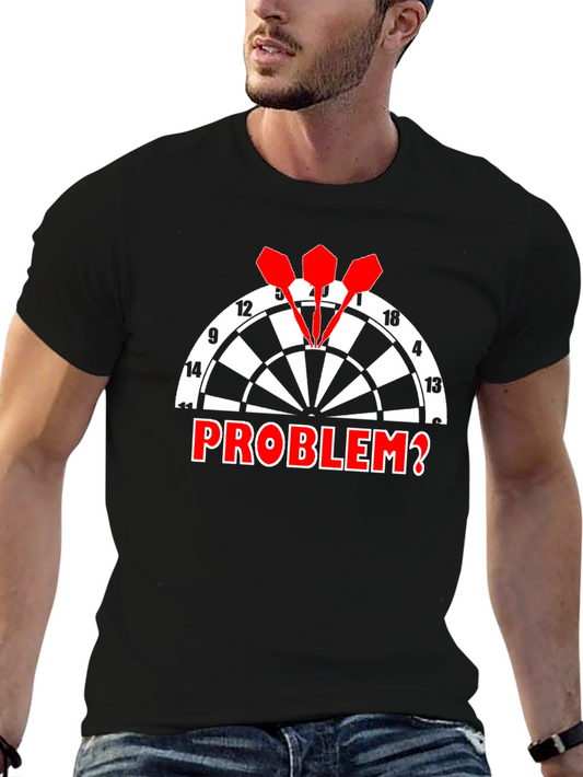 Dartboard Problem? Graphic Tee - Black Cotton T-Shirt