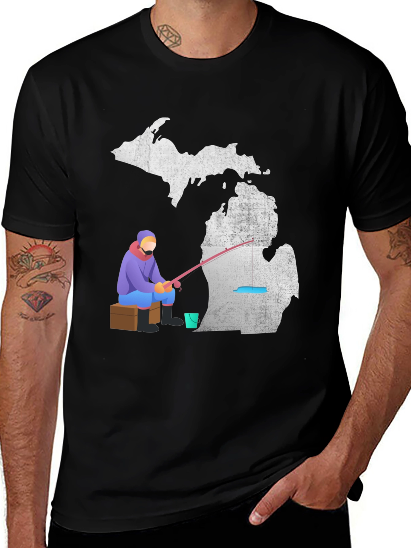 Michigan Fishing Graphic Tee - Black