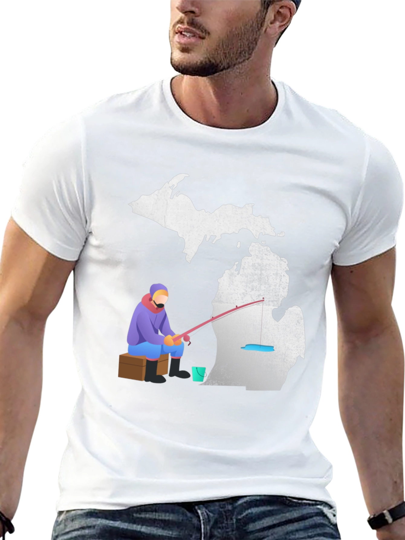 Michigan Fishing Graphic Tee - Black