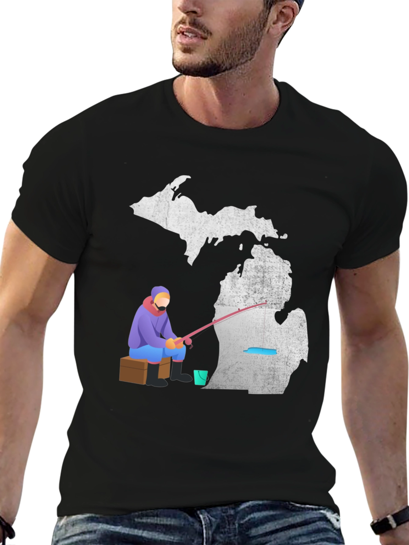 Michigan Fishing Graphic Tee - Black