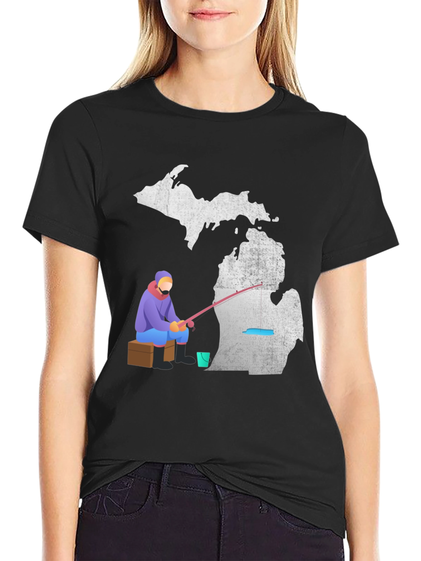 Michigan Fishing Graphic Tee - Black
