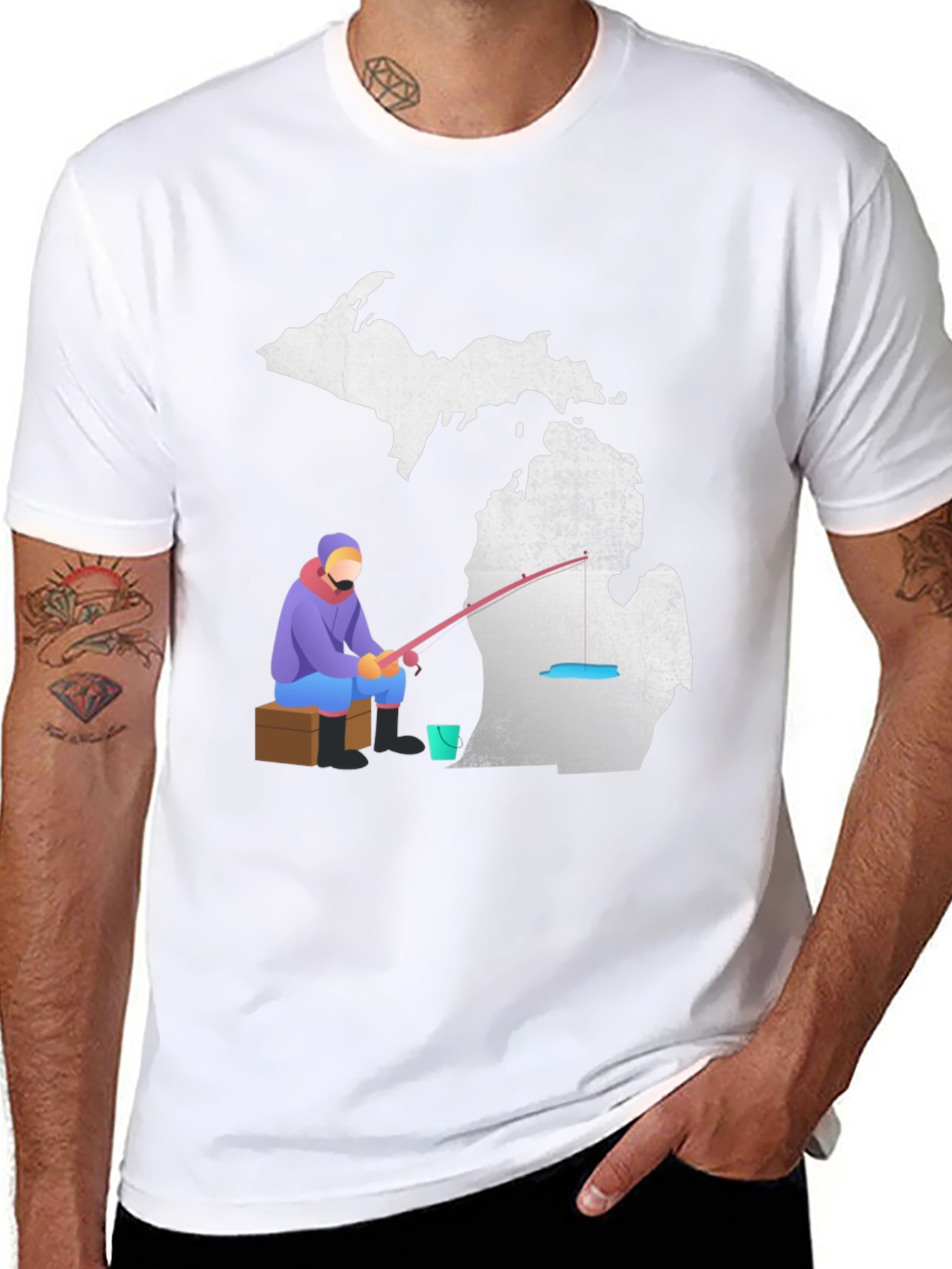 Michigan Fishing Graphic Tee - Black