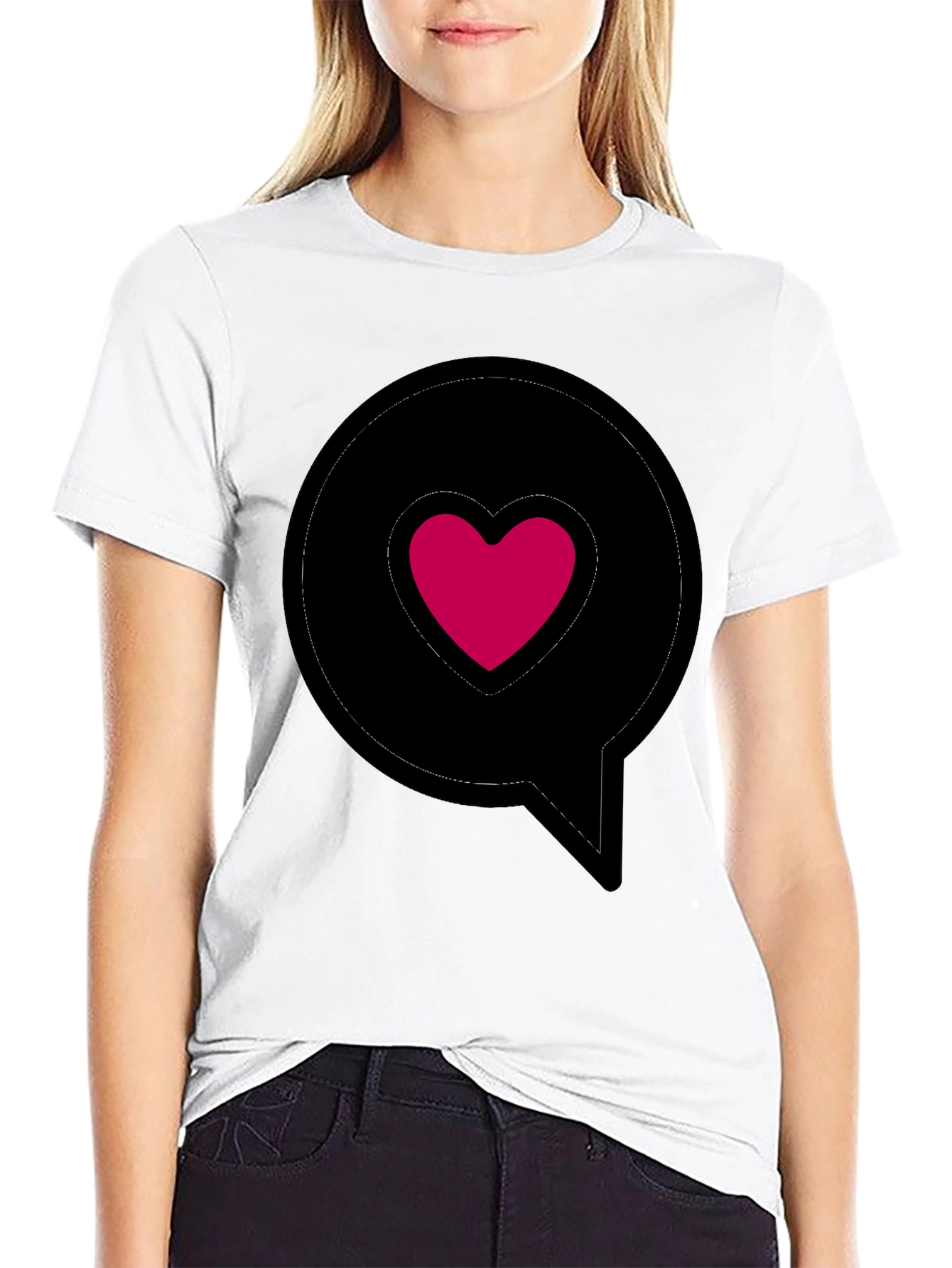 Heart in Speech Bubble Black T-Shirt
