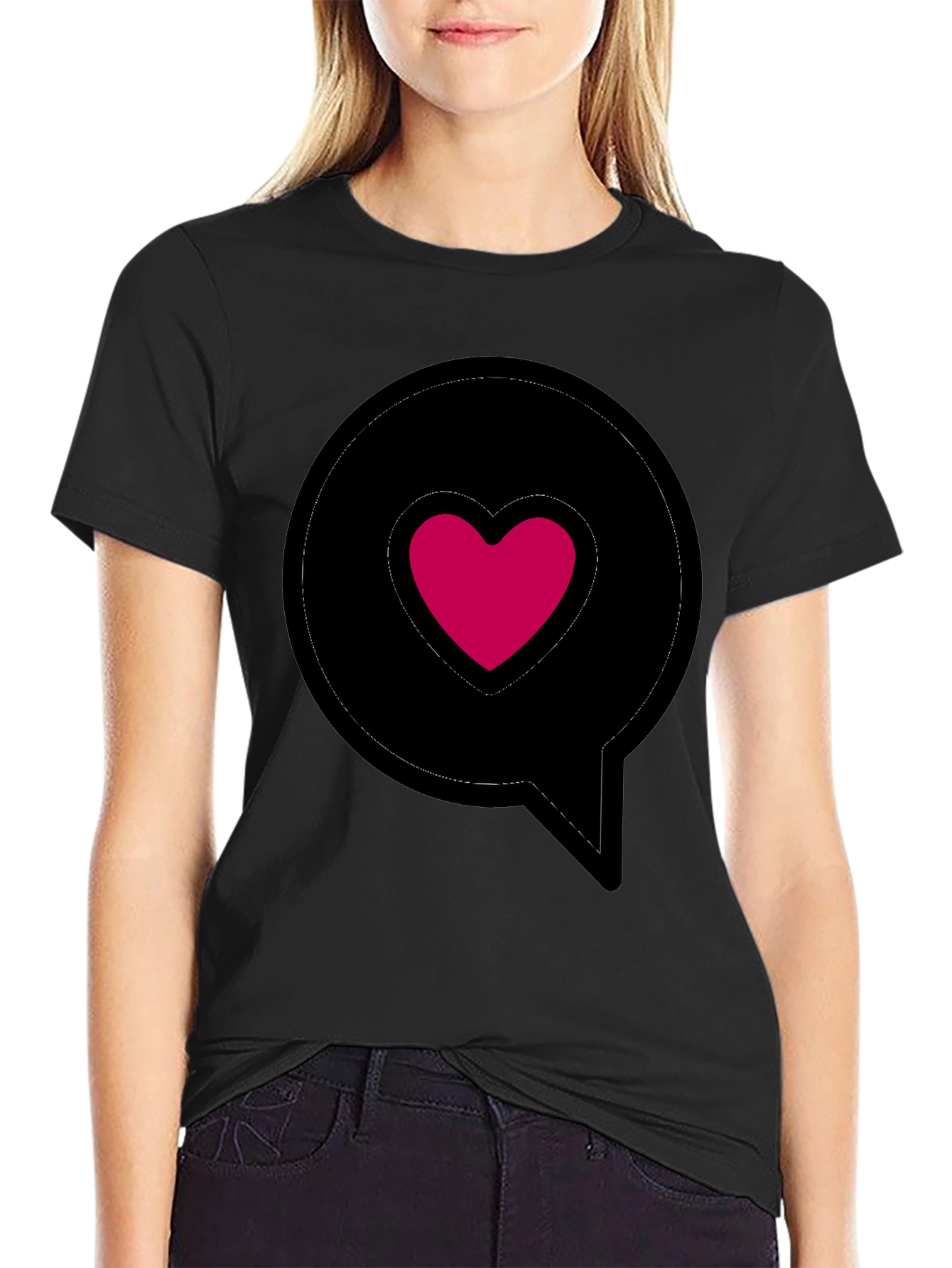 Heart in Speech Bubble Black T-Shirt