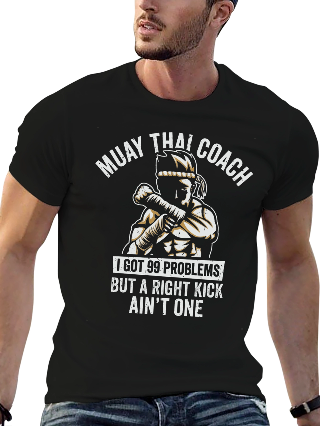 Muay Thai Coach T-Shirt - Right Kick Design