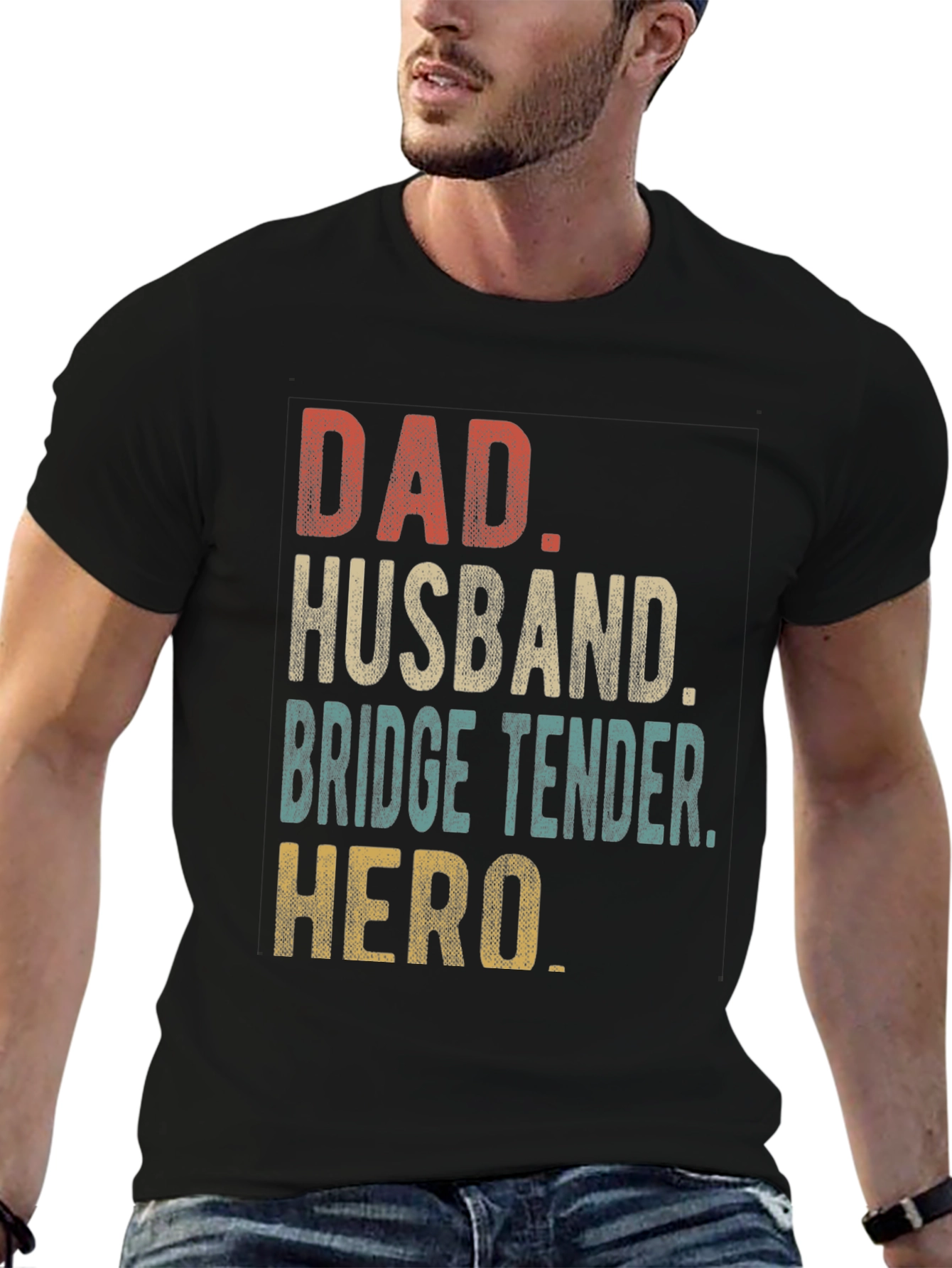 Dad Husband Bridge Tender Hero Black T-Shirt