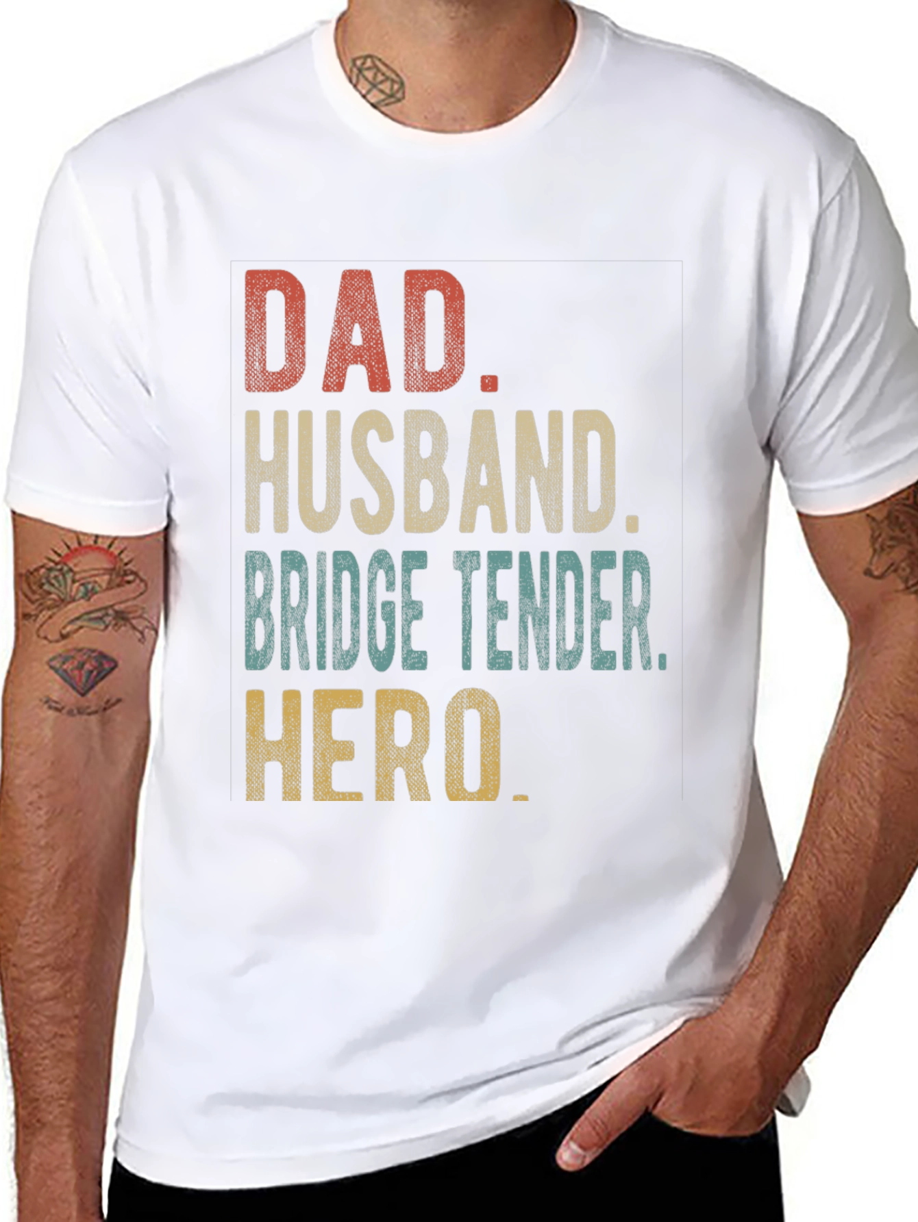 Dad Husband Bridge Tender Hero Black T-Shirt