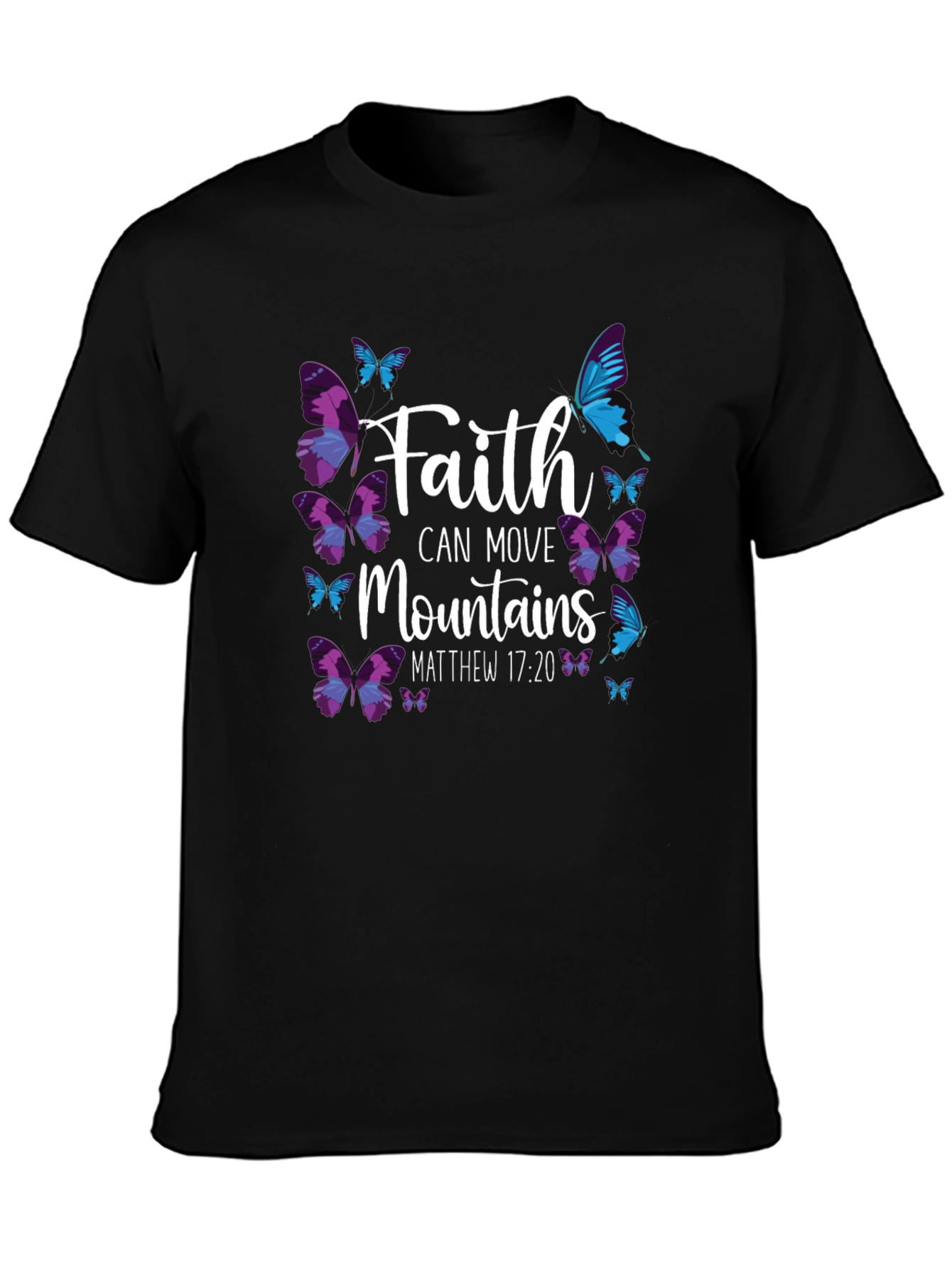 Faith Can Move Mountains Butterfly Graphic T-Shirt