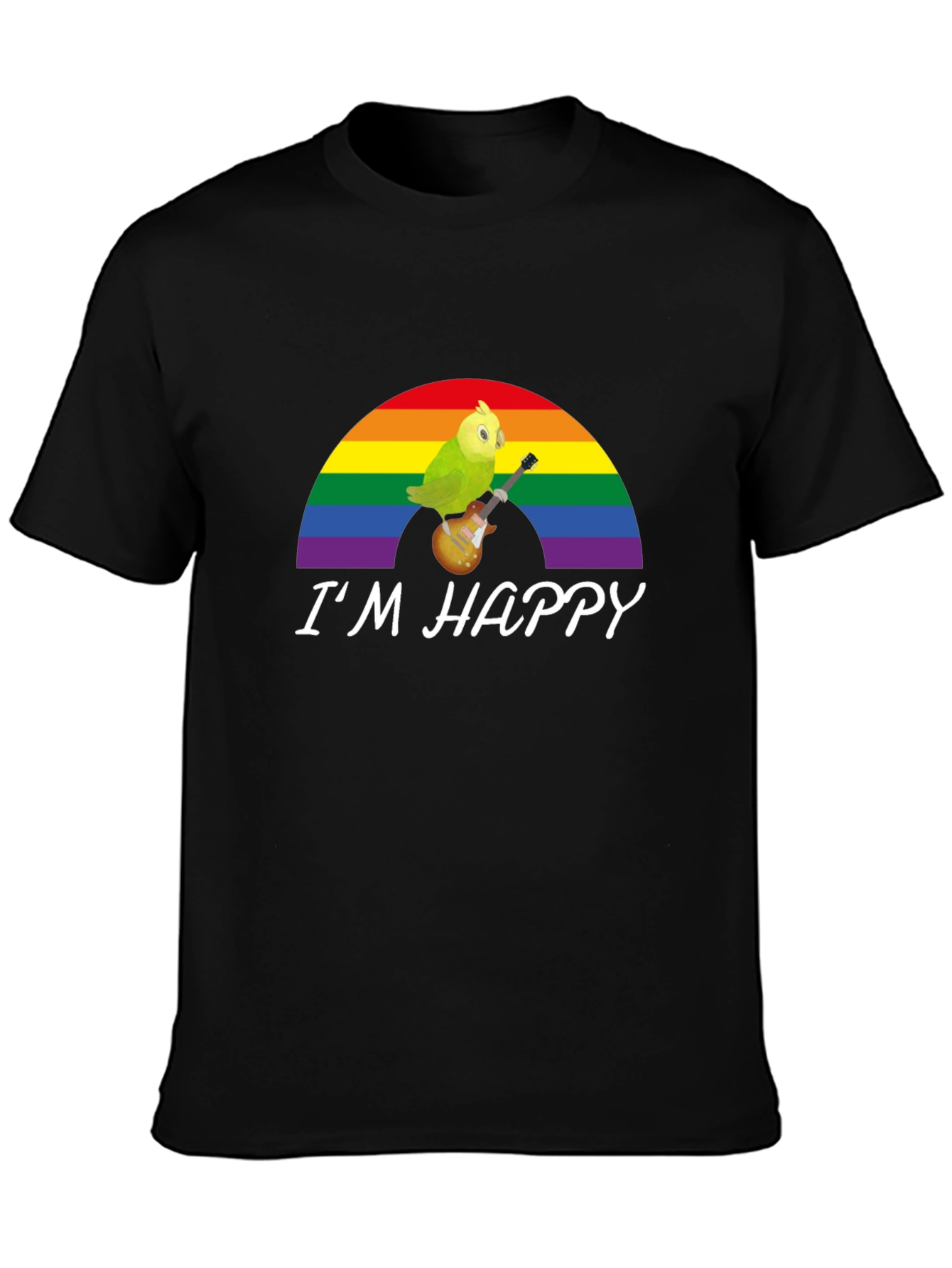 Im Happy Bird Guitar Rainbow Pride T-Shirt