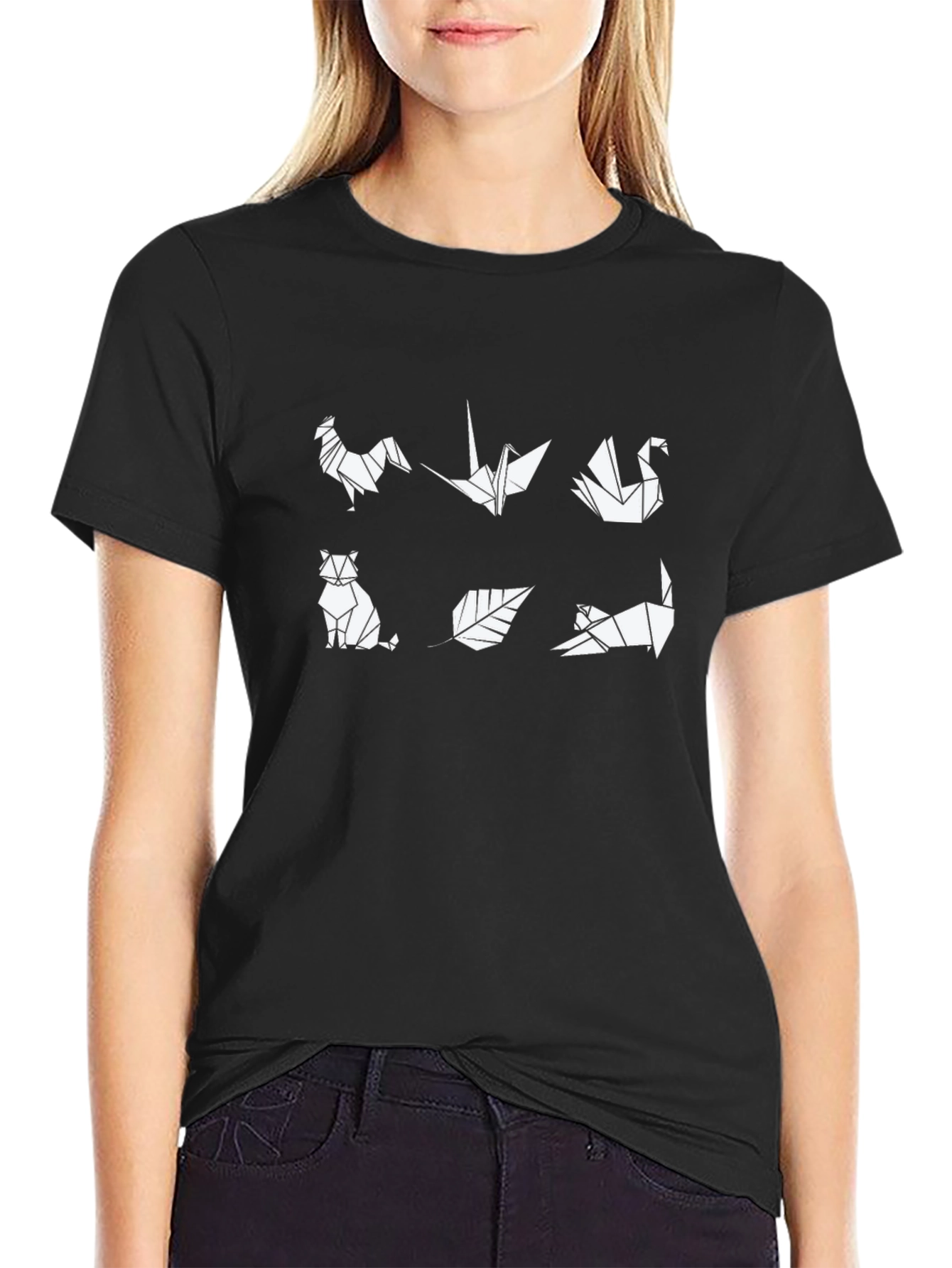 Origami Animal Print Black T-Shirt