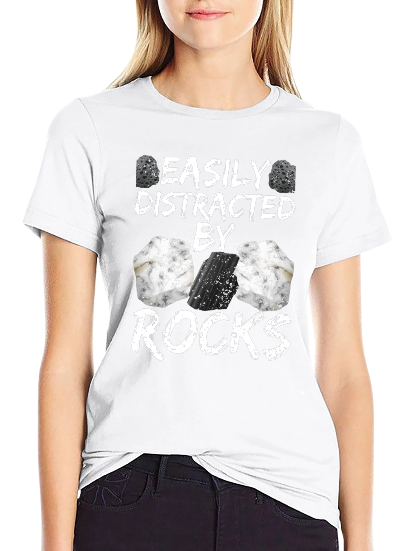 Easily Distracted By Rocks Funny T-Shirt