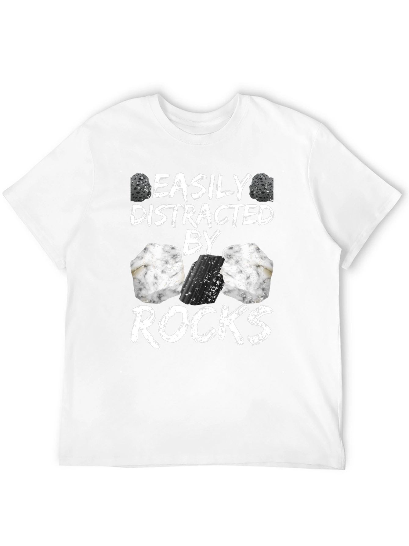 Easily Distracted By Rocks Funny T-Shirt