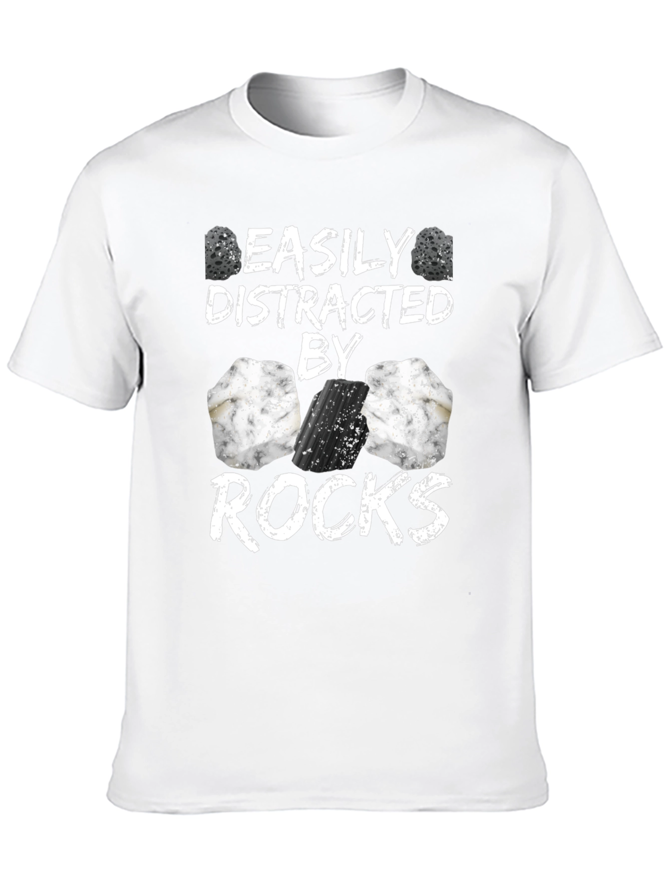 Easily Distracted By Rocks Funny T-Shirt