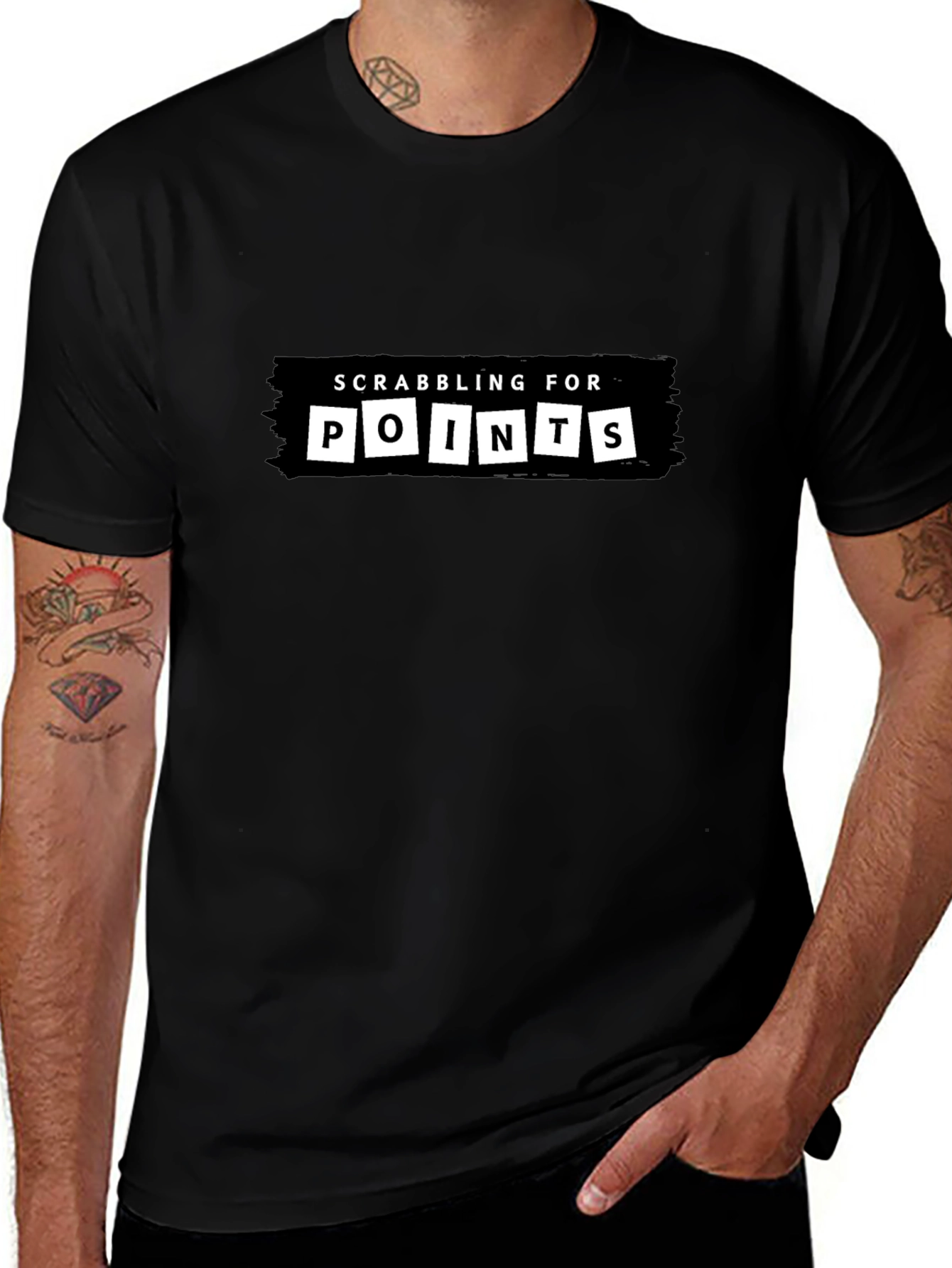 Scrabbling For Points Graphic Tee - Black