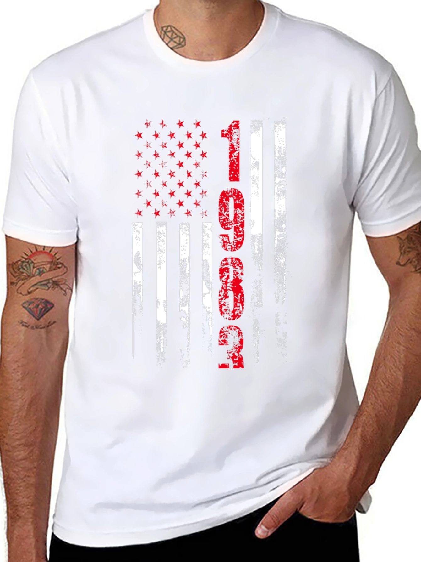 Distressed American Flag 1962 Graphic T-Shirt