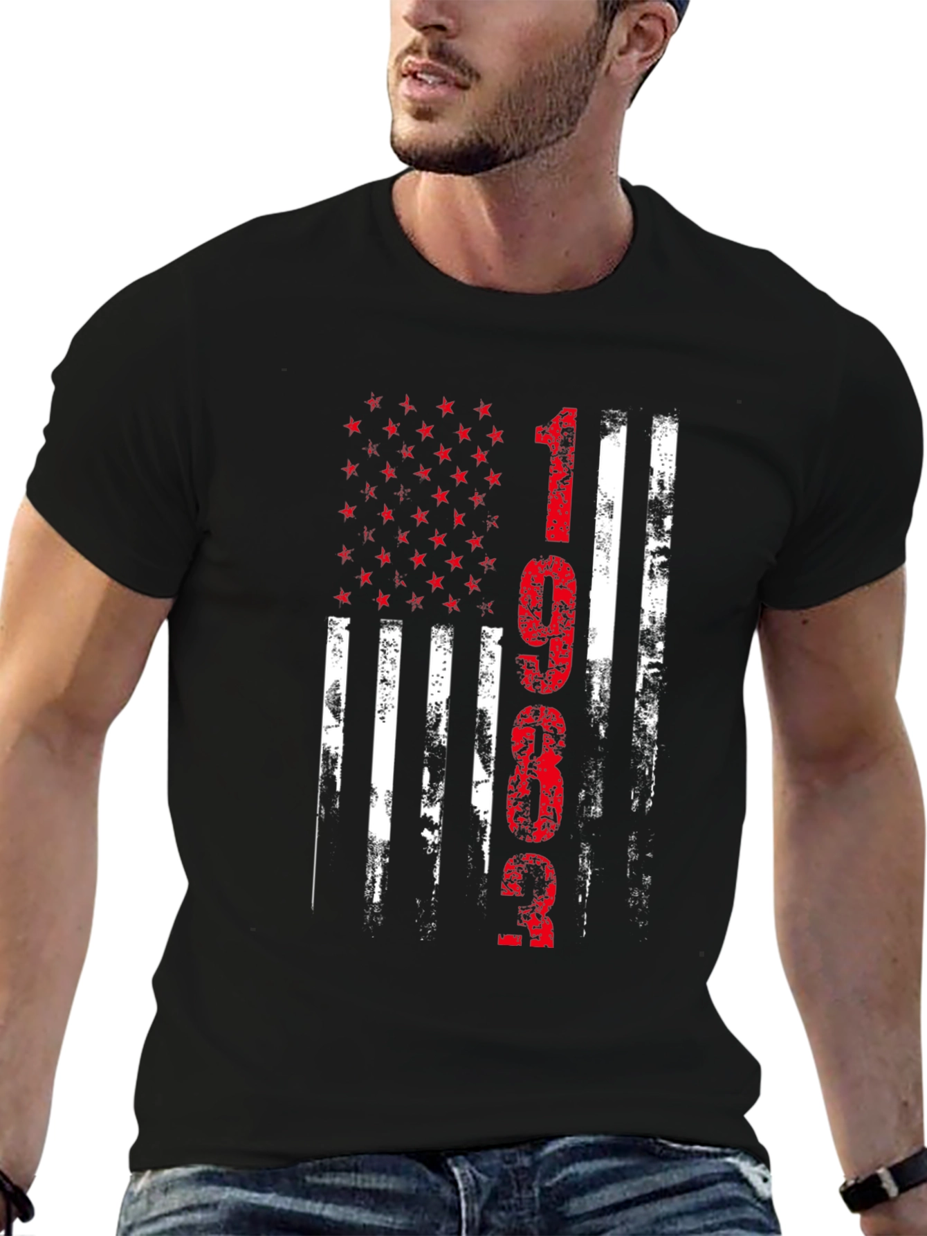 Distressed American Flag 1962 Graphic T-Shirt
