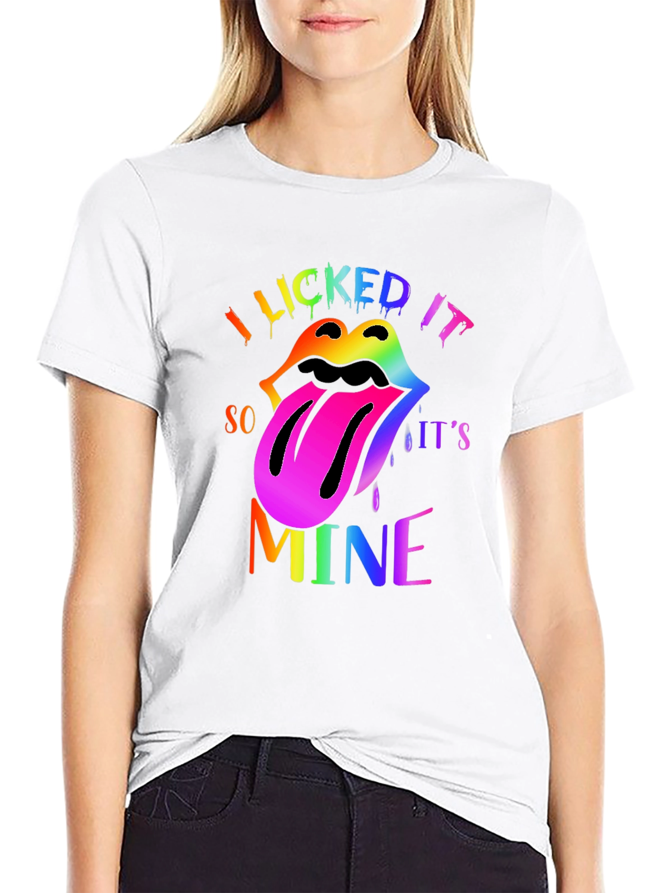 I Licked It So Its Mine Rainbow Lips T-Shirt
