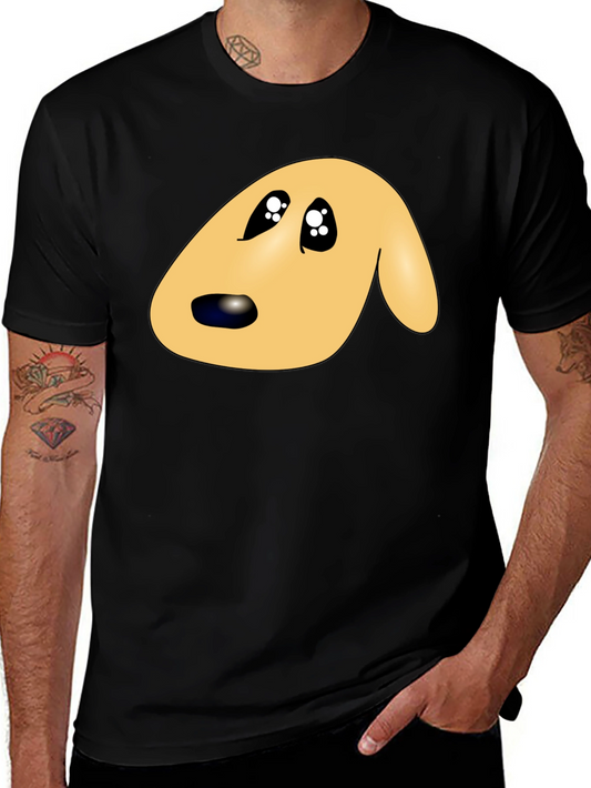 Cute Cartoon Dog Face Black T-Shirt