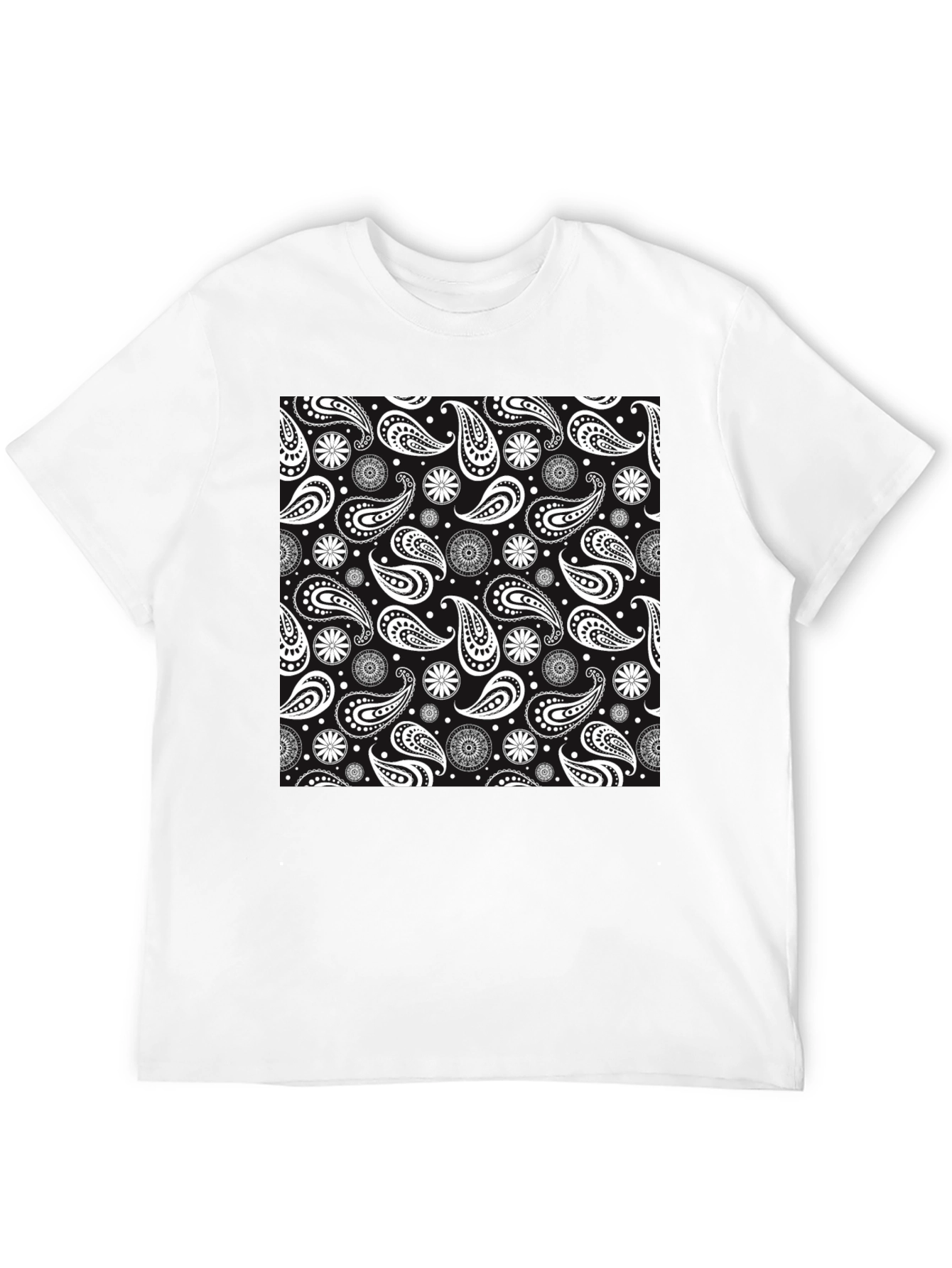 Black Paisley Pattern Graphic Tee - Stylish Casual Wear