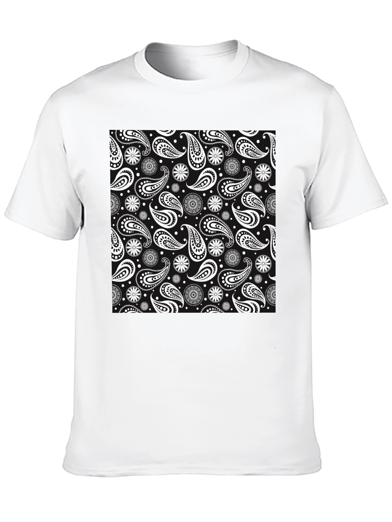 Black Paisley Pattern Graphic Tee - Stylish Casual Wear