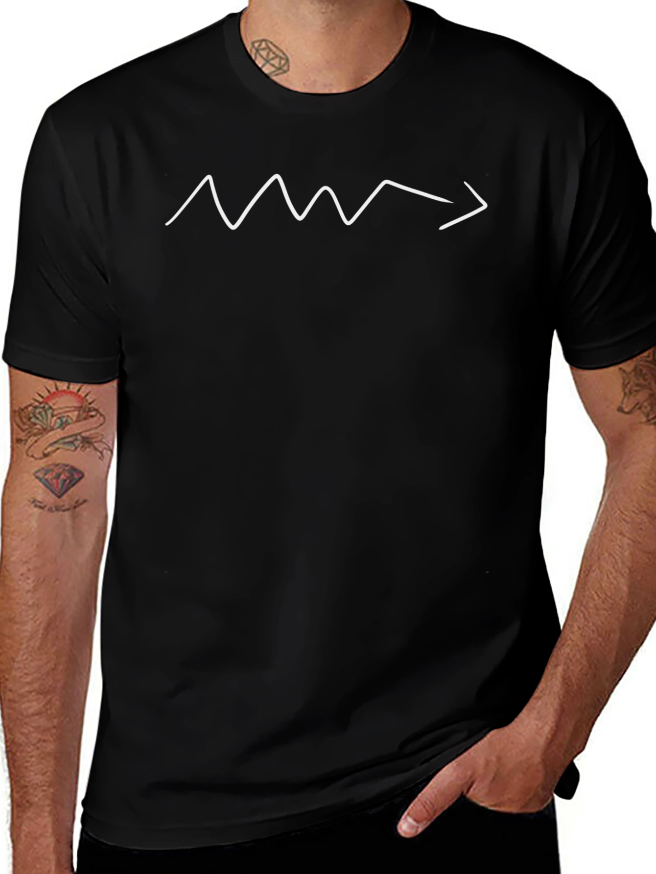 Minimalist Black T-Shirt with Arrow Design