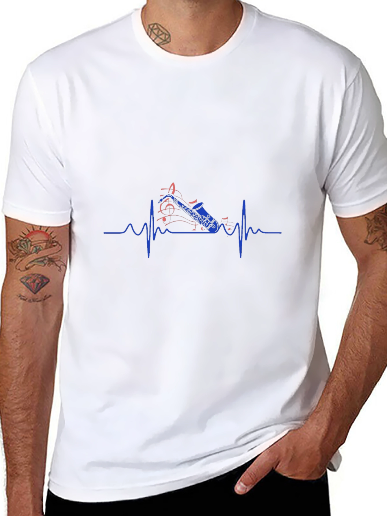 Saxophone Heartbeat Graphic Tee - Music Lovers Shirt