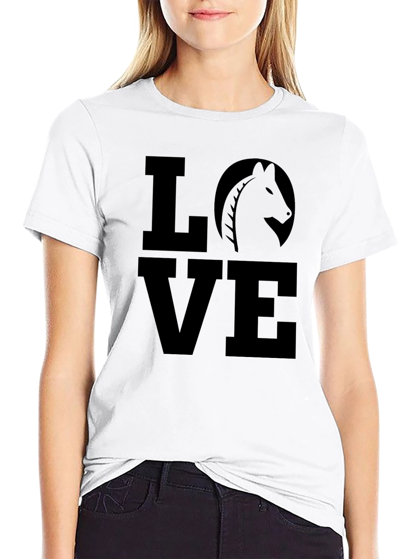 Horse Lovers Graphic T-Shirt - Black Cotton Tee