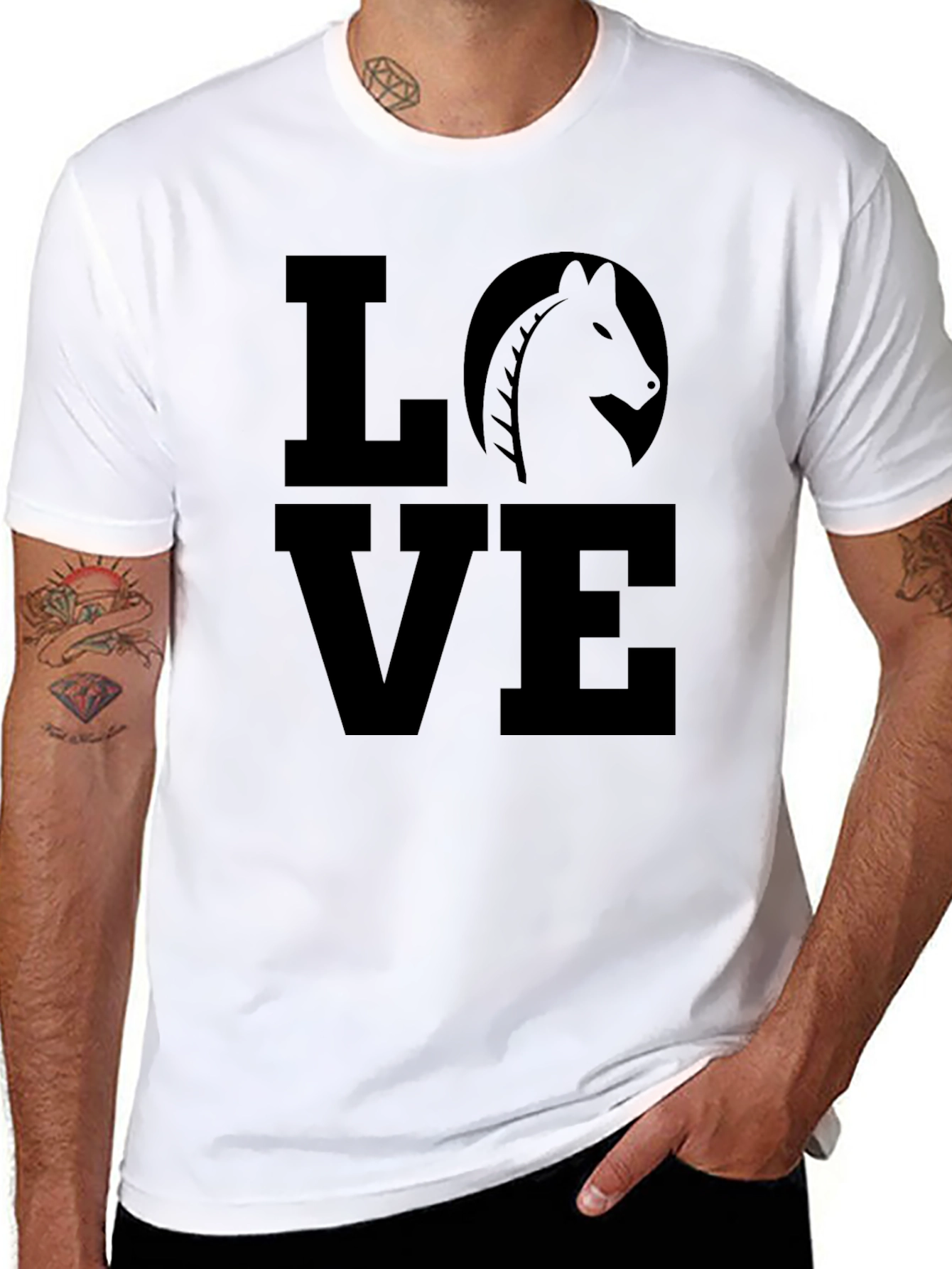 Horse Lovers Graphic T-Shirt - Black Cotton Tee