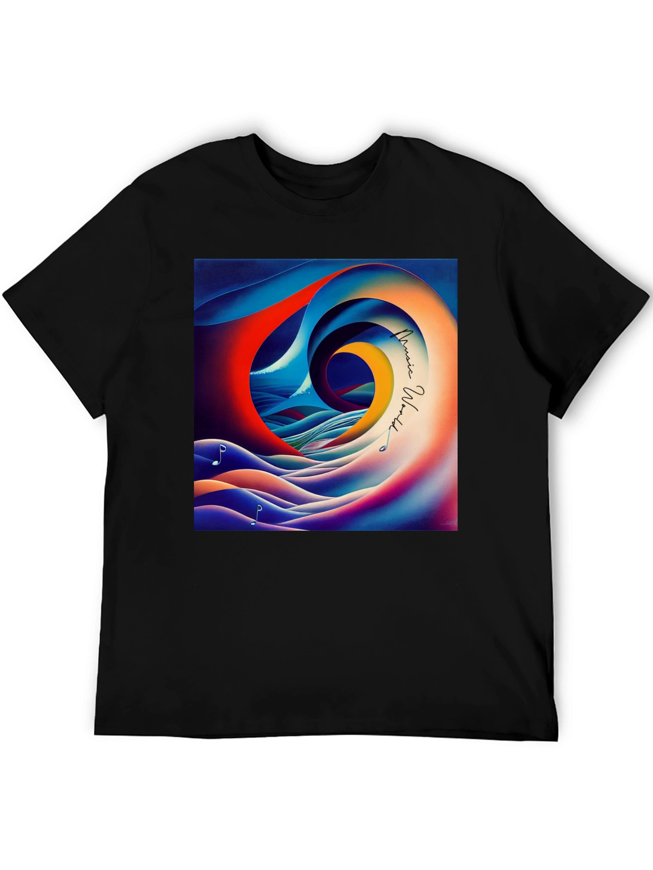 Music World T-Shirt - Artistic Wave Design