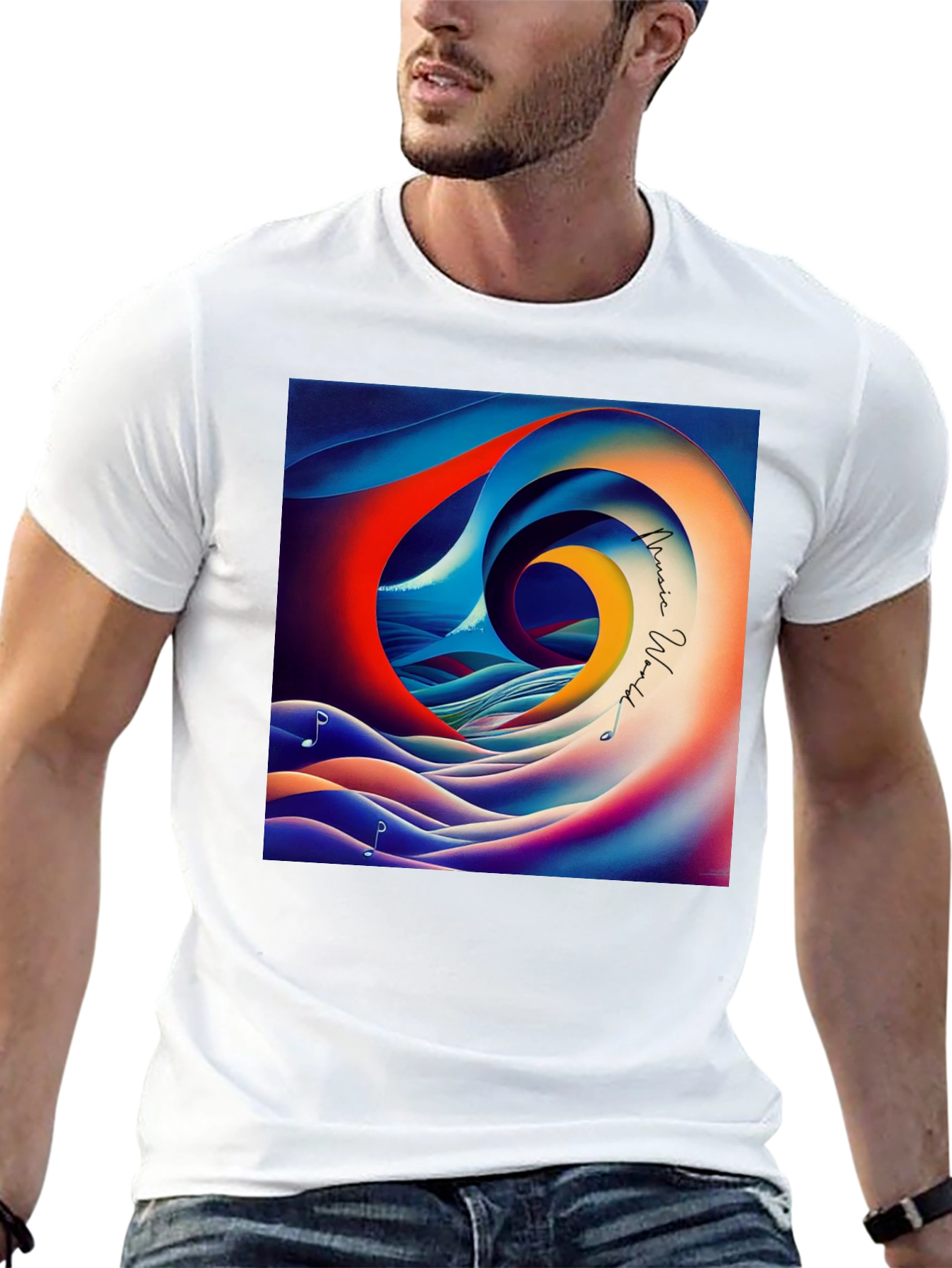 Music World T-Shirt - Artistic Wave Design