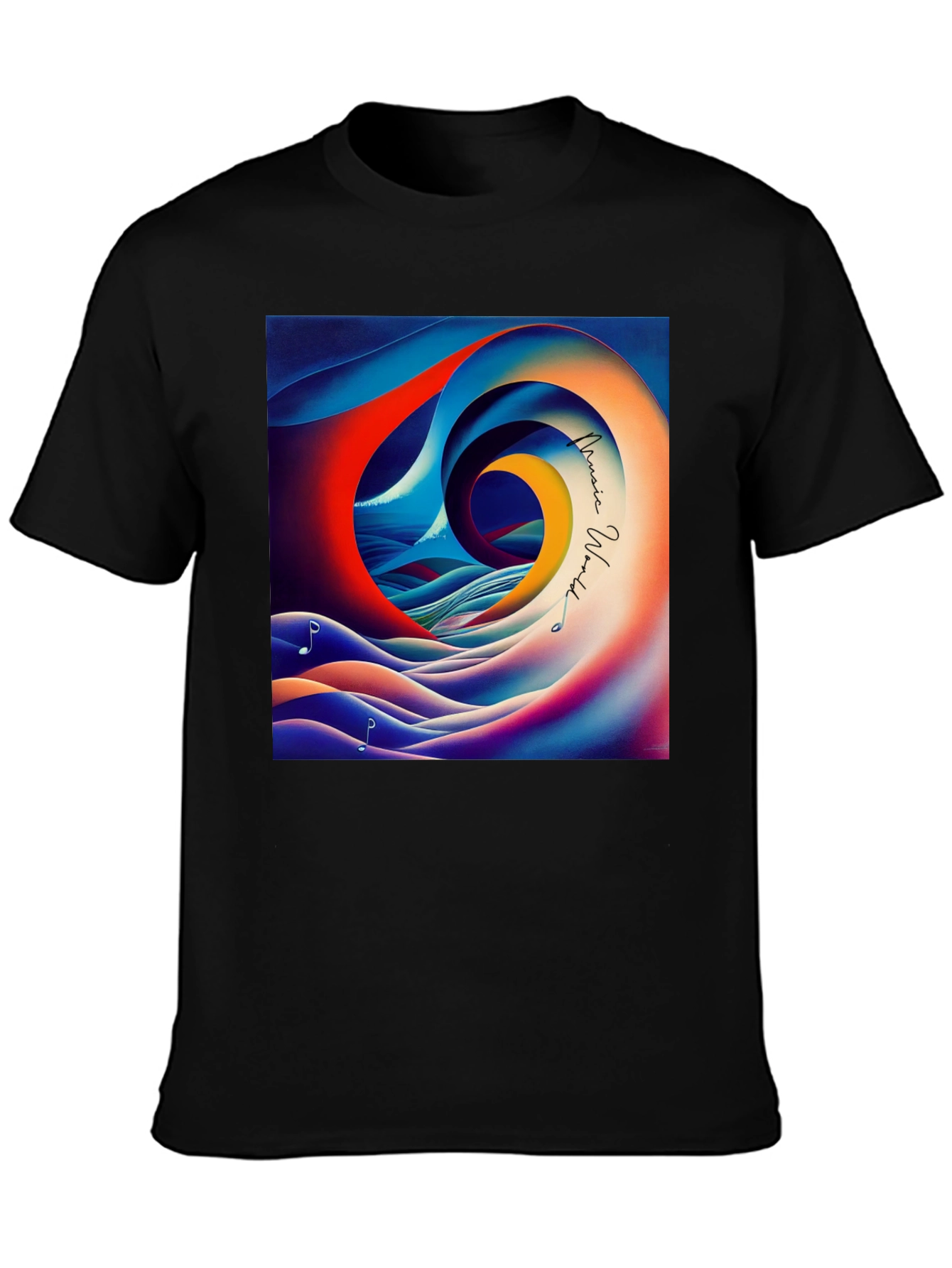 Music World T-Shirt - Artistic Wave Design