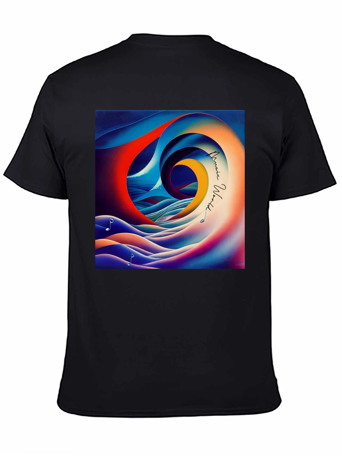 Music World T-Shirt - Artistic Wave Design