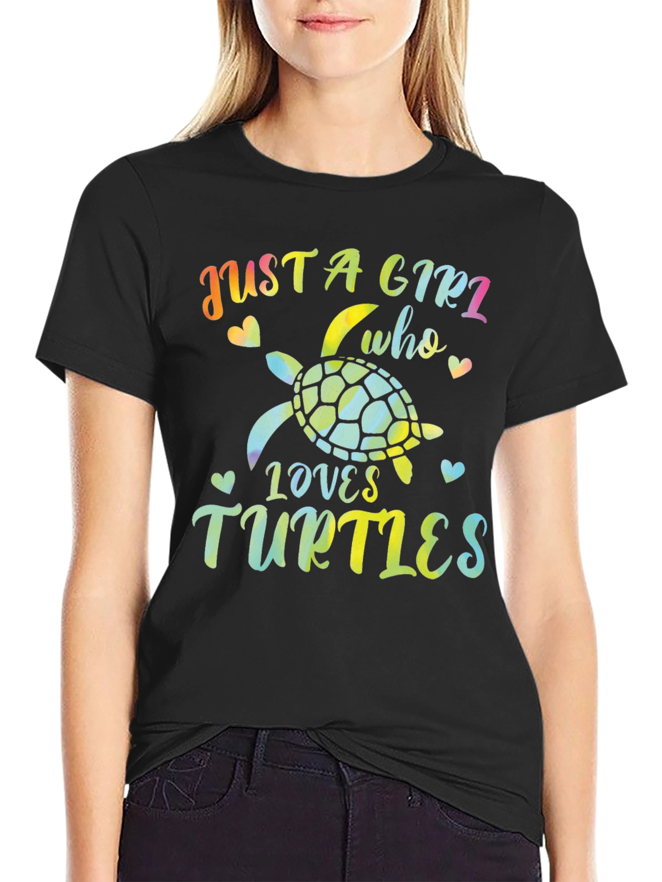 Just A Girl Who Loves Turtles Black T-Shirt
