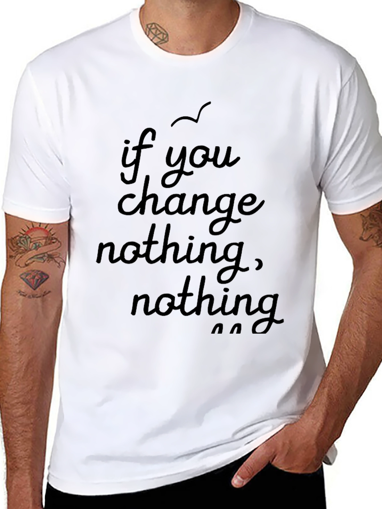Motivational Black T-Shirt - If You Change Nothing