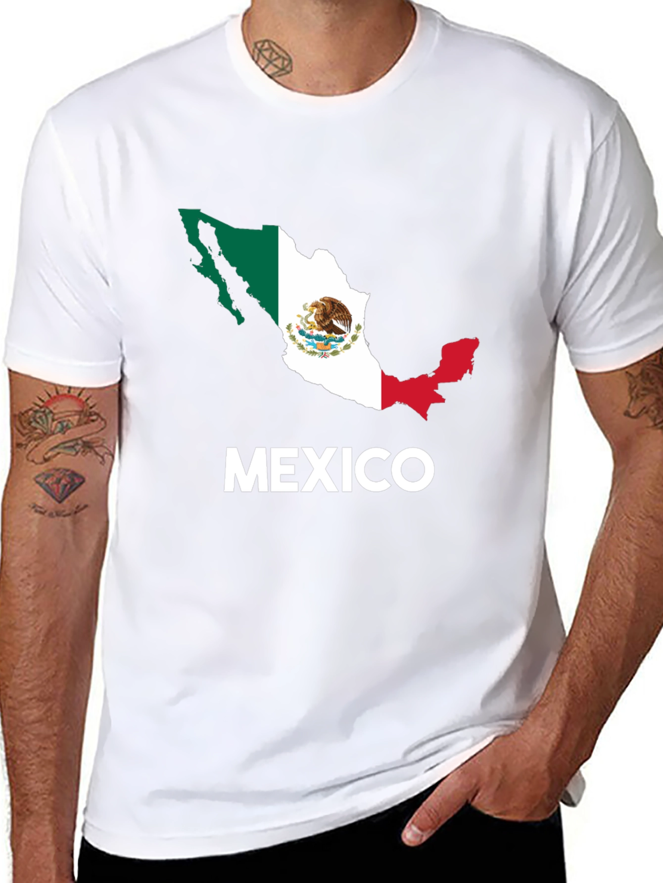 Mexico Flag Map Graphic Print T-Shirt