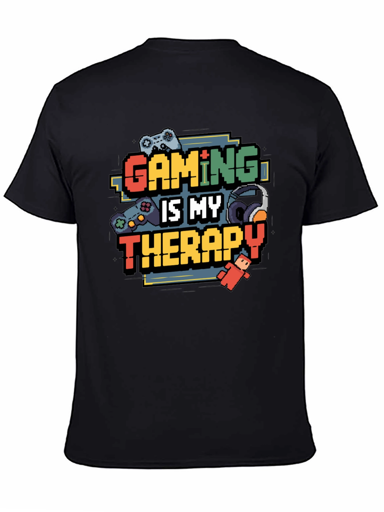 Gaming is My Therapy Black T-Shirt