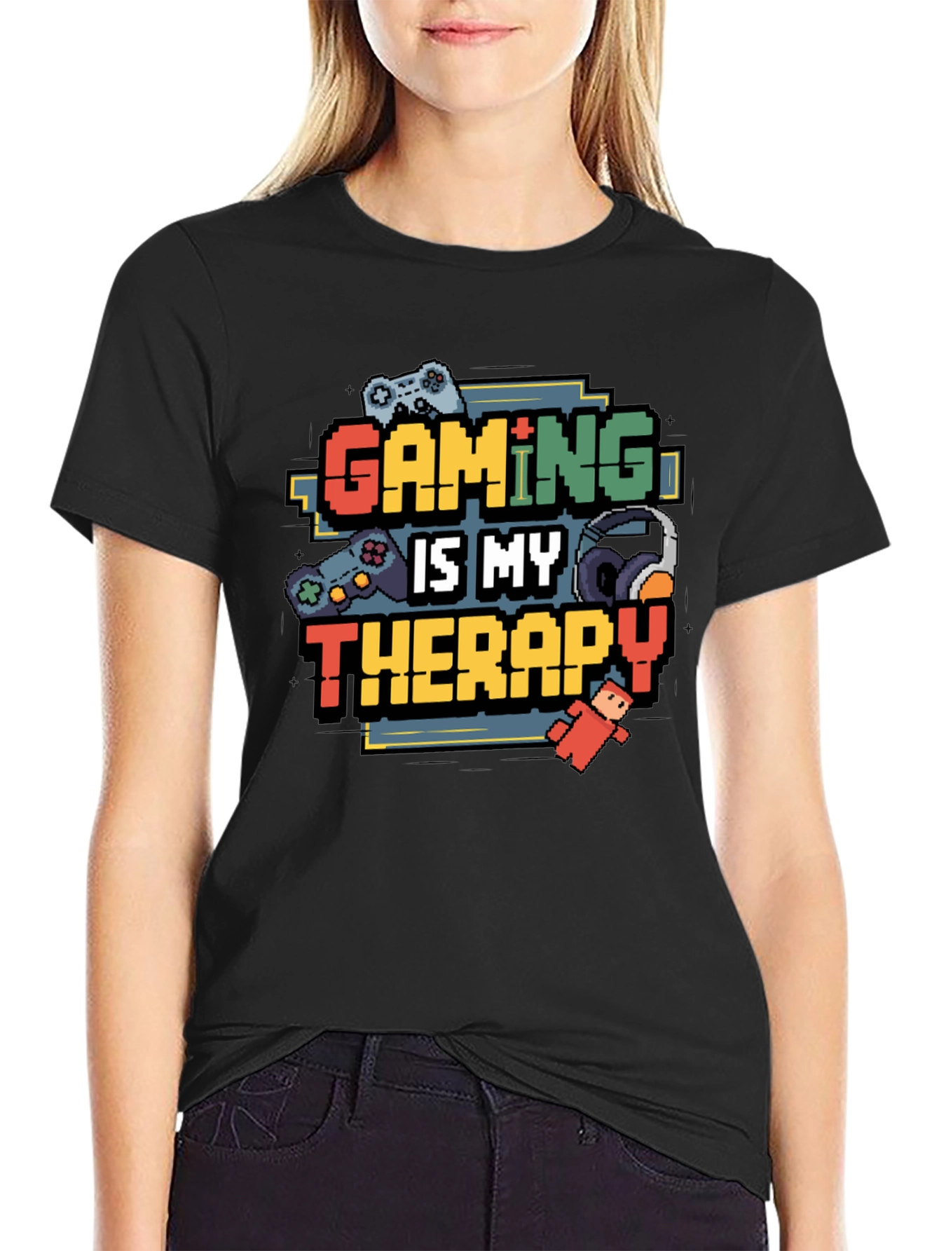Gaming is My Therapy Black T-Shirt