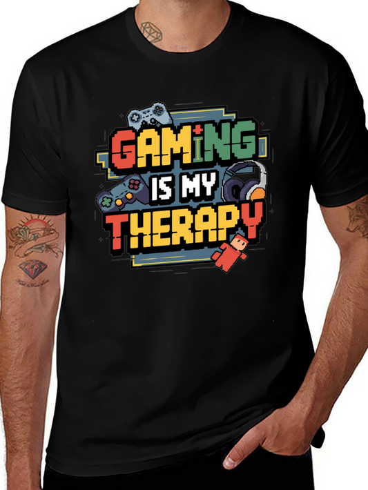 Gaming is My Therapy Black T-Shirt