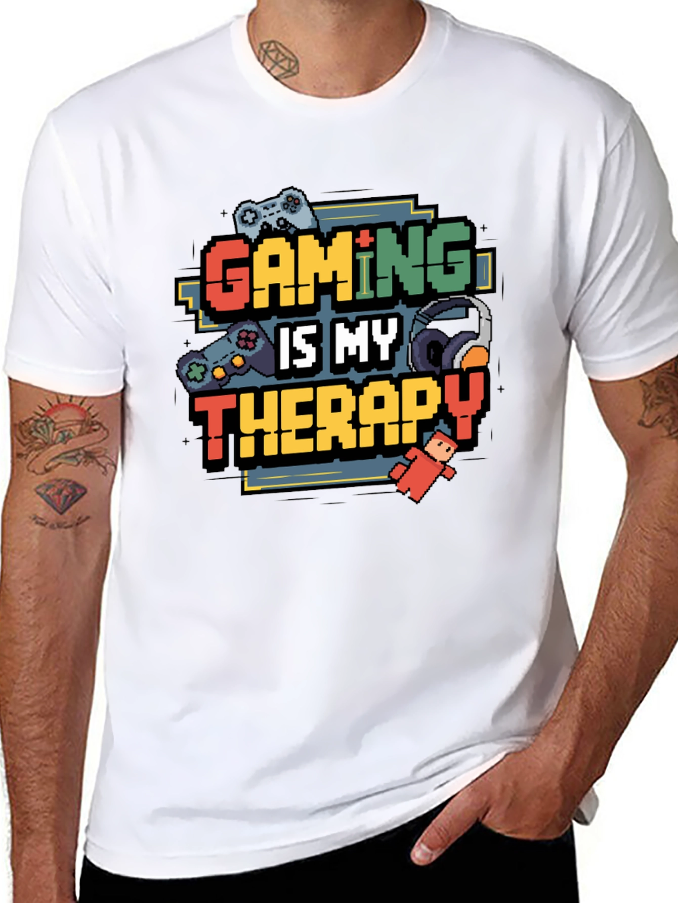 Gaming is My Therapy Black T-Shirt