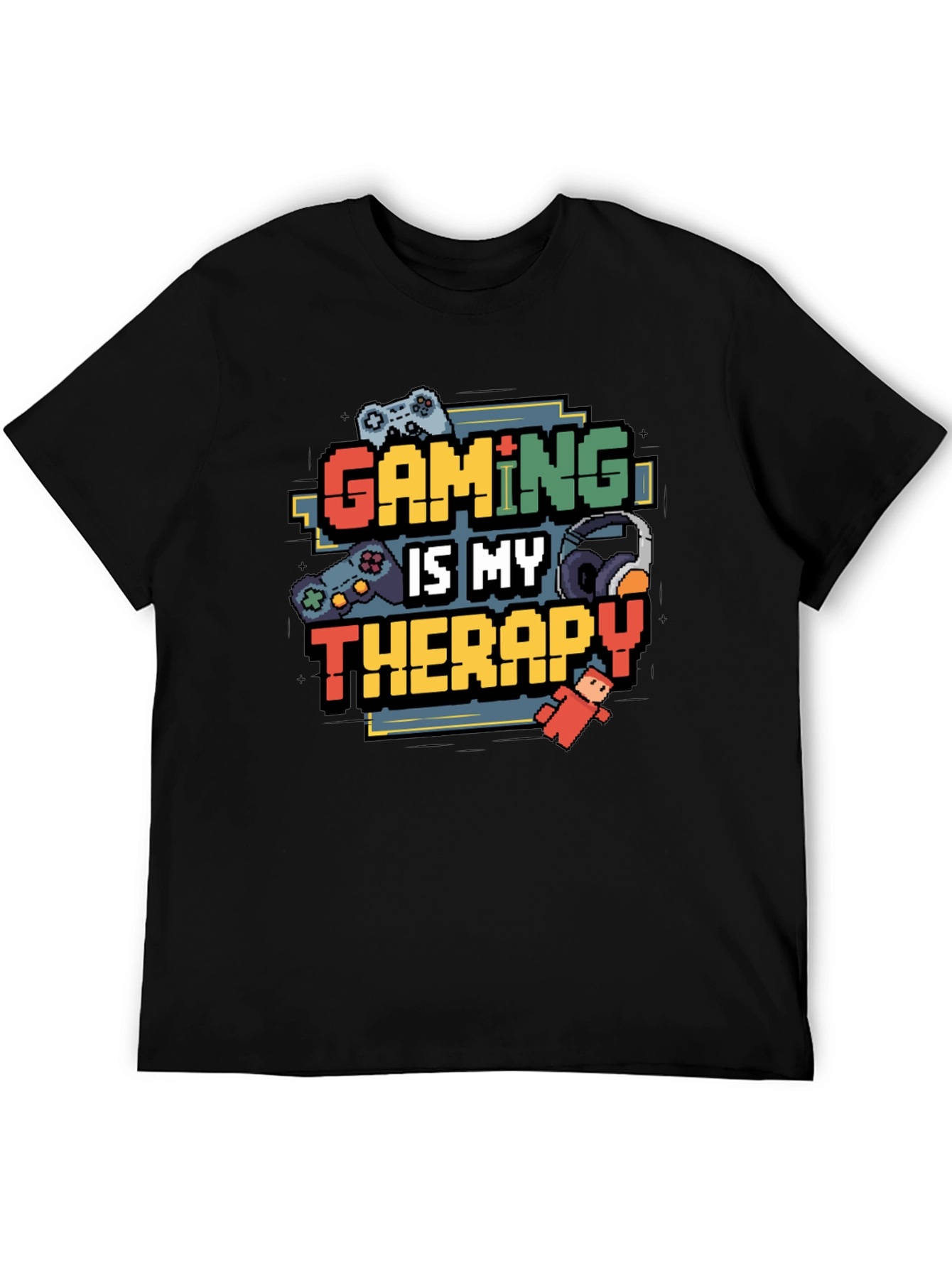 Gaming is My Therapy Black T-Shirt