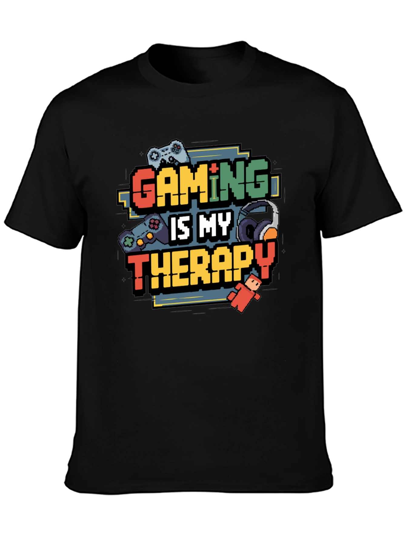 Gaming is My Therapy Black T-Shirt